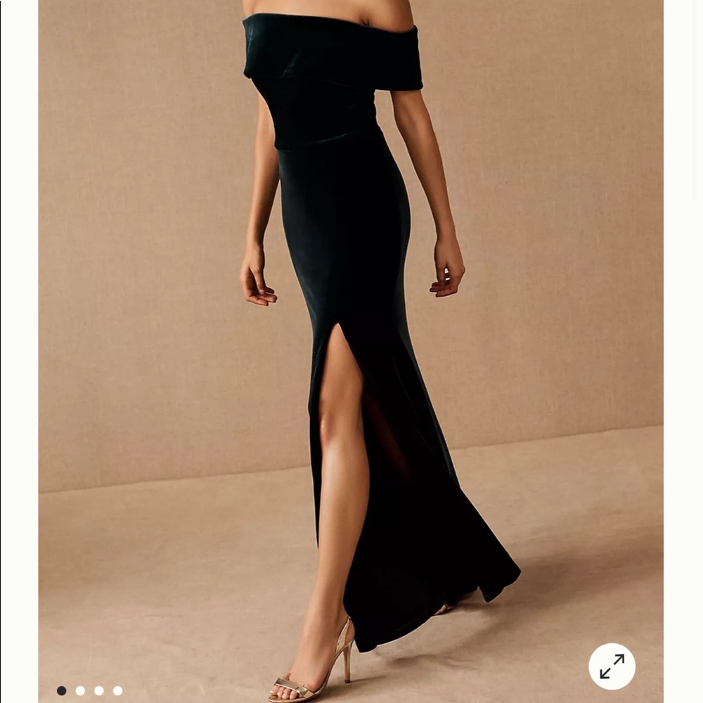 BHLDN Fawn Emerald Green Velvet Dress 4